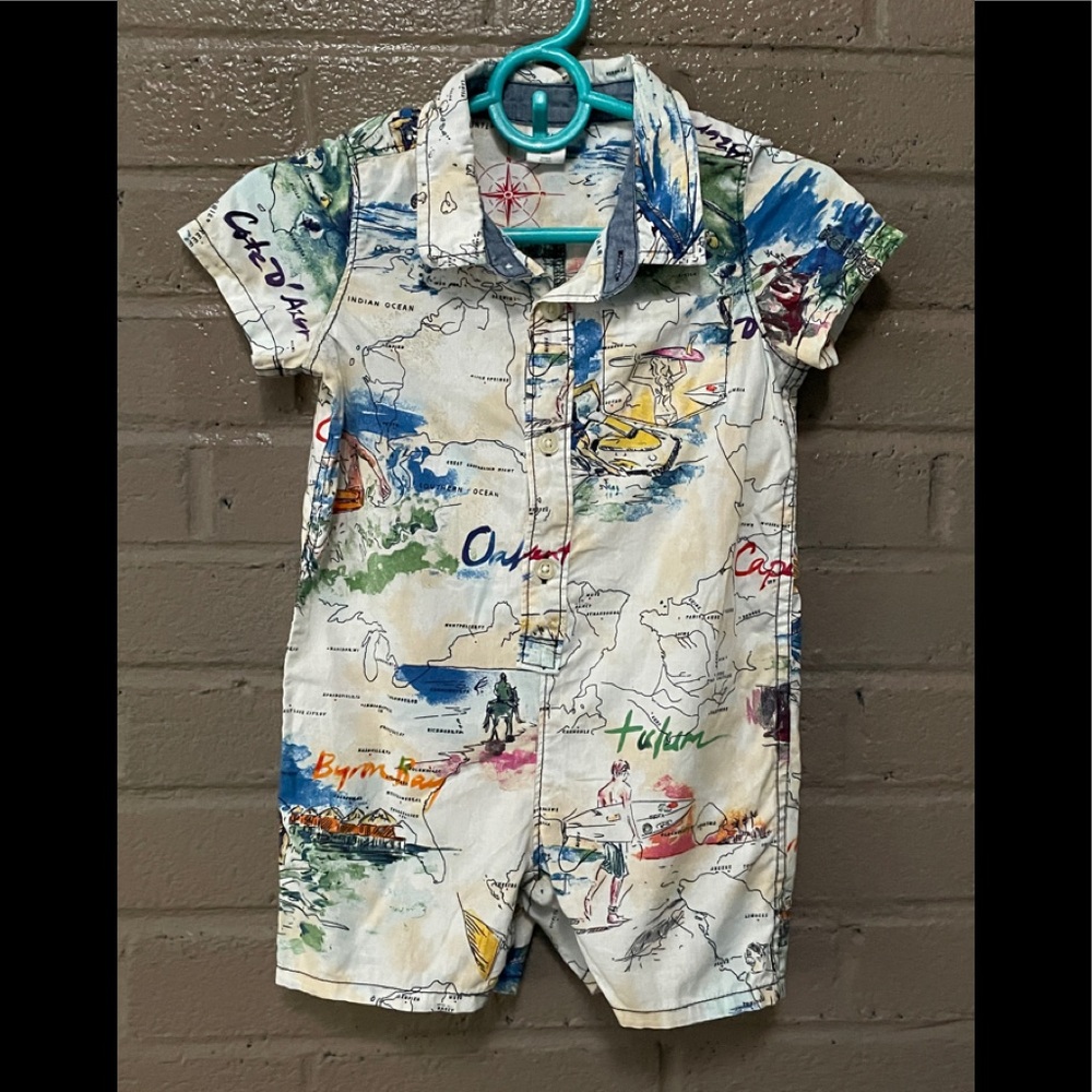 Baby Gap Beach Map Summer onesie boys 18-24 months